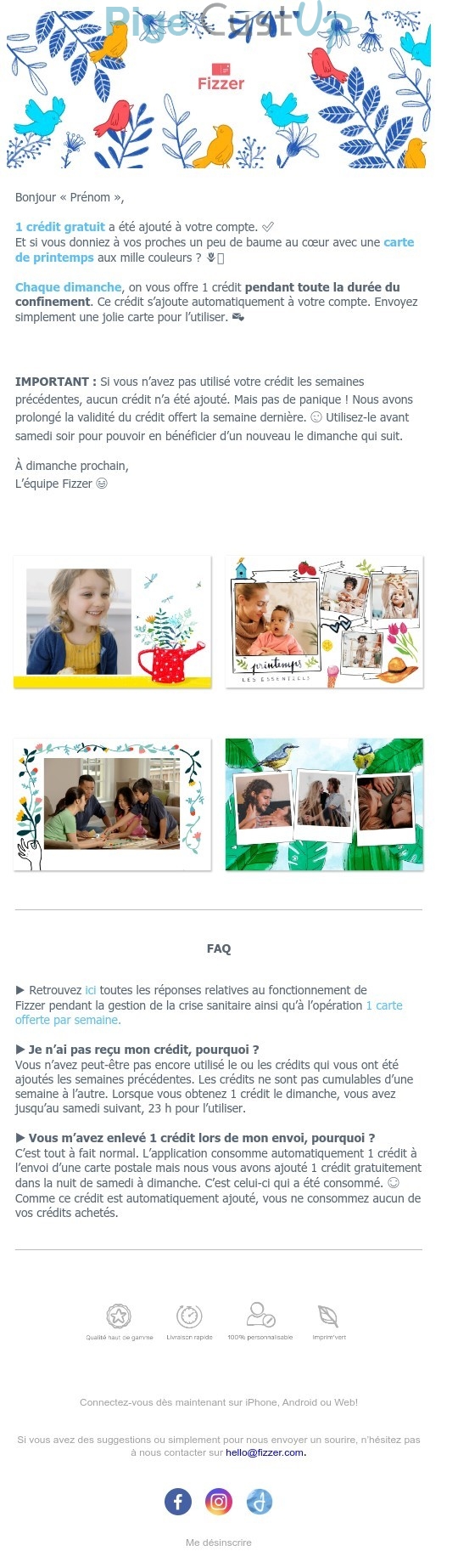 Exemple de Type de media  e-mailing - Feezer - Marketing Acquisition - Gratuit - Cadeau - Marketing fidélisation - Incitation au réachat