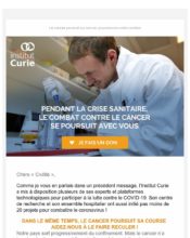 e-mailing - Marketing marque - Appel à contribution - Marketing Acquisition - Collecte de dons - Institut Curie - 05/2020