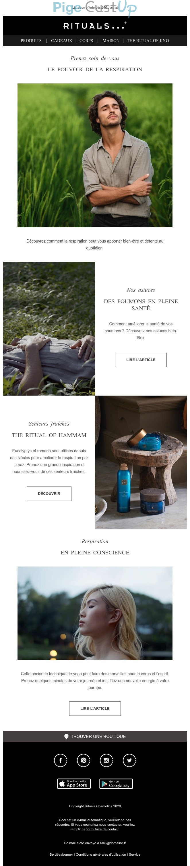 Exemple de Type de media  e-mailing - Rituals Cosmetics - Marketing relationnel - Newsletter