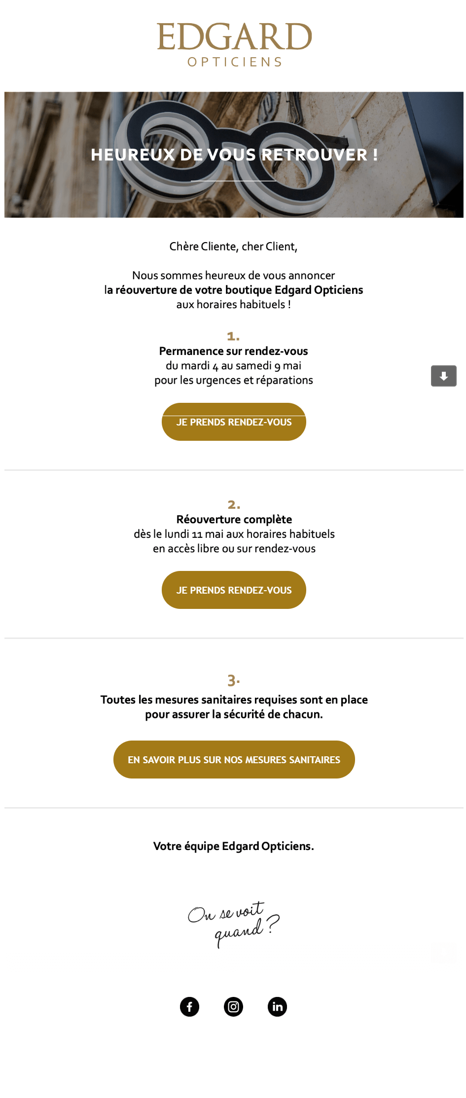 exemple emailing deconfinement edgard opticiens