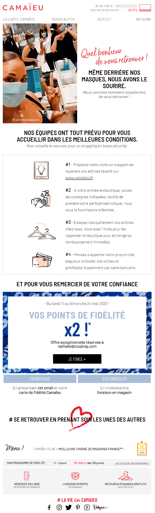 exemple emailing deconfinement camaieu