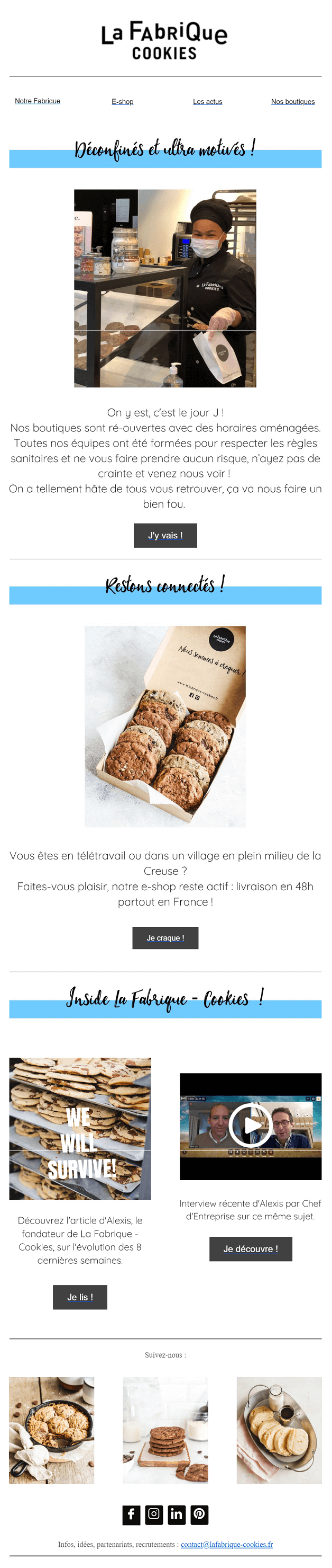 exemple emailing deconfinement fabrique cookie