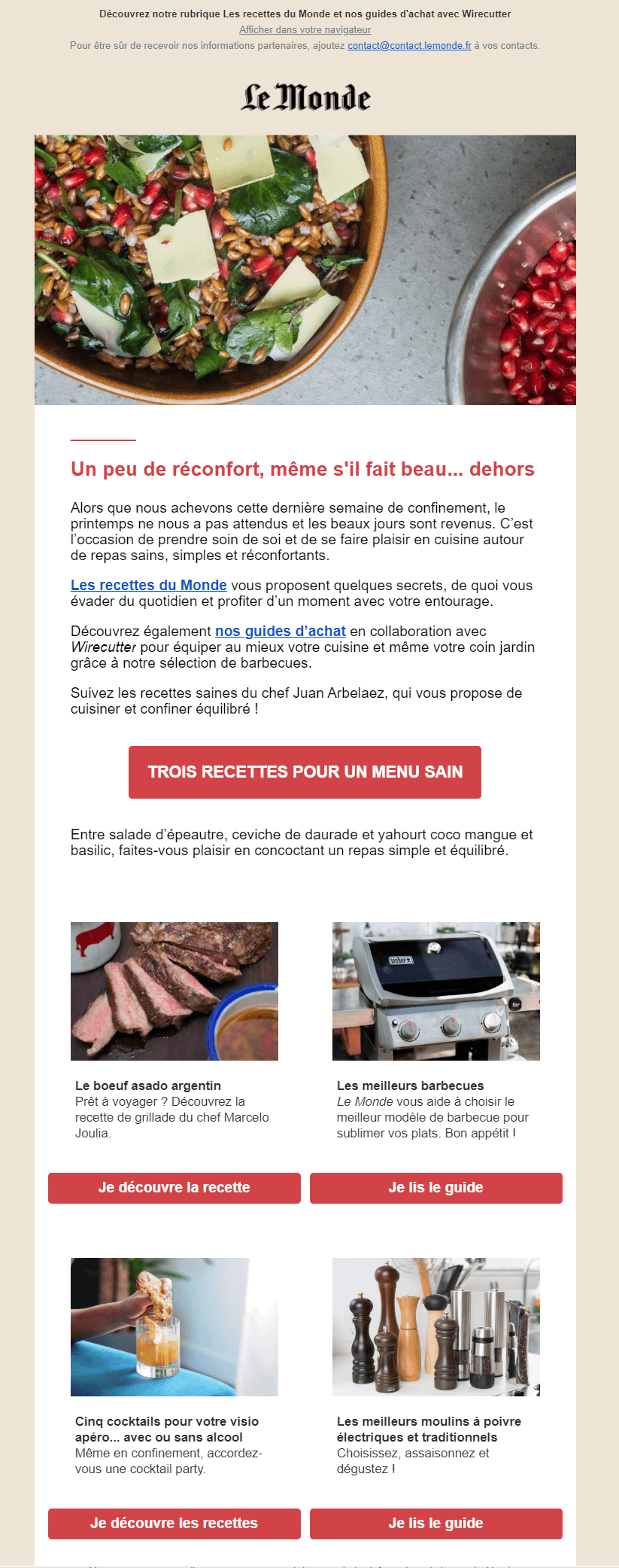 exemple emailing deconfinement le monde