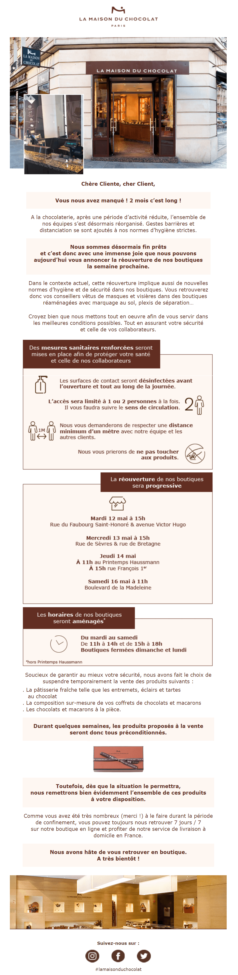 exemple emailing deconfinement maison du chocolat
