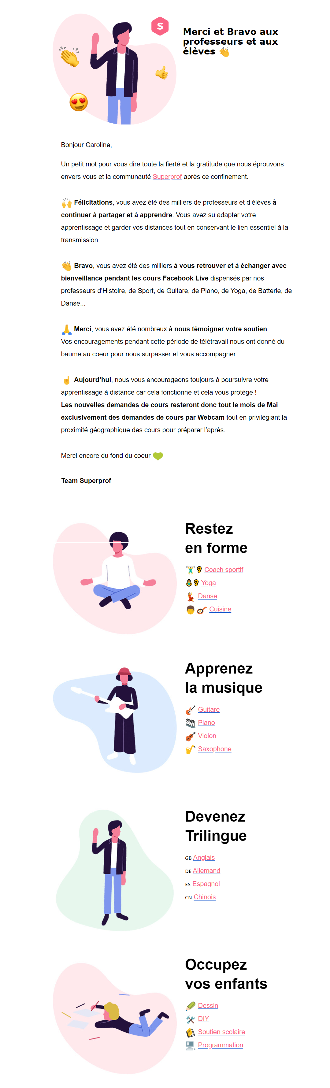 exemple emailing deconfinement superprof