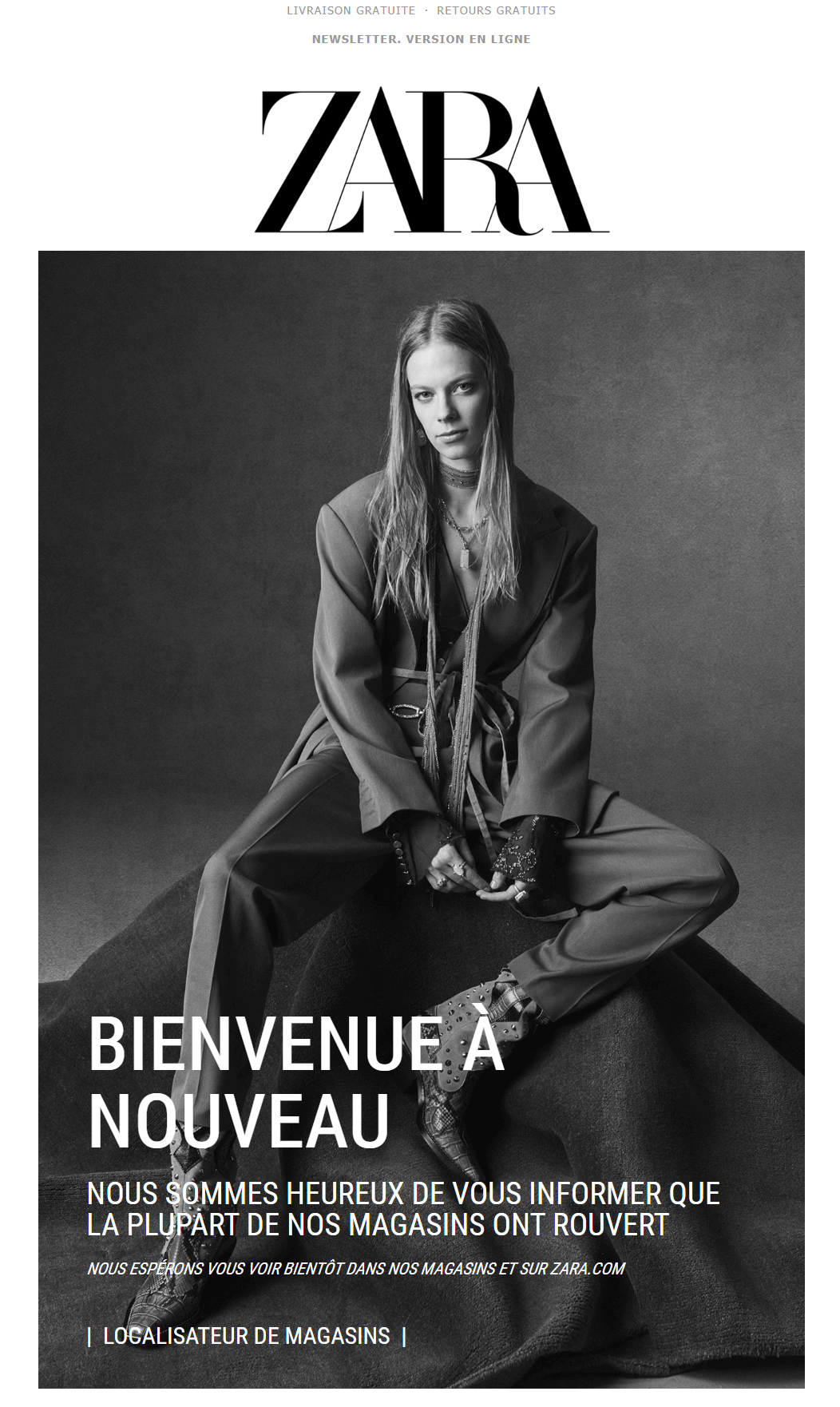 exemple emailing deconfinement zara
