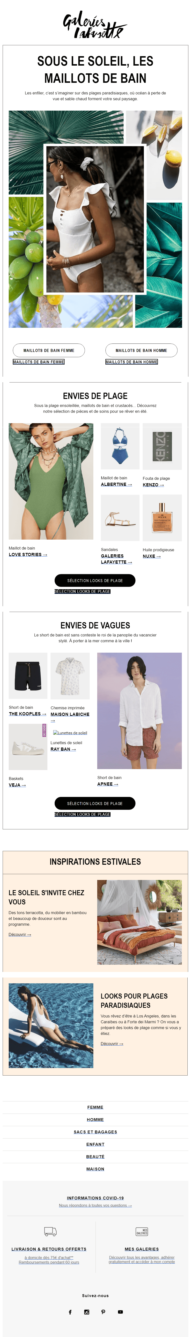 exemple emailing deconfinement galeries lafayette