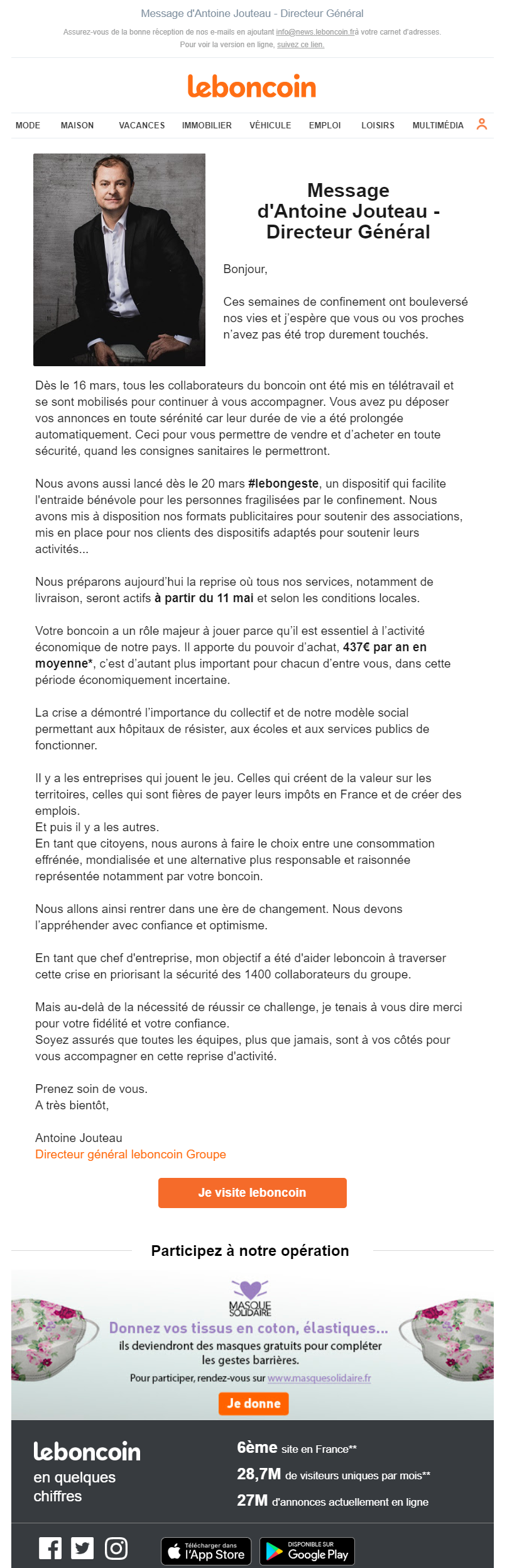 exemple emailing deconfinement leboncoin