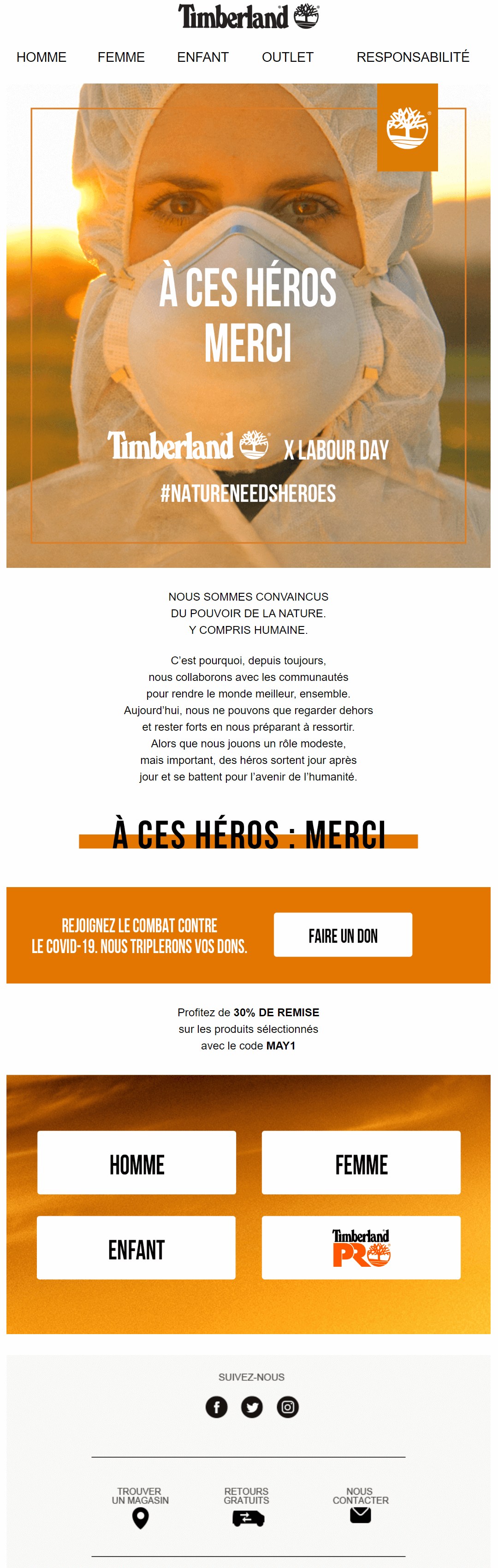 exemple emailing deconfinement timberland