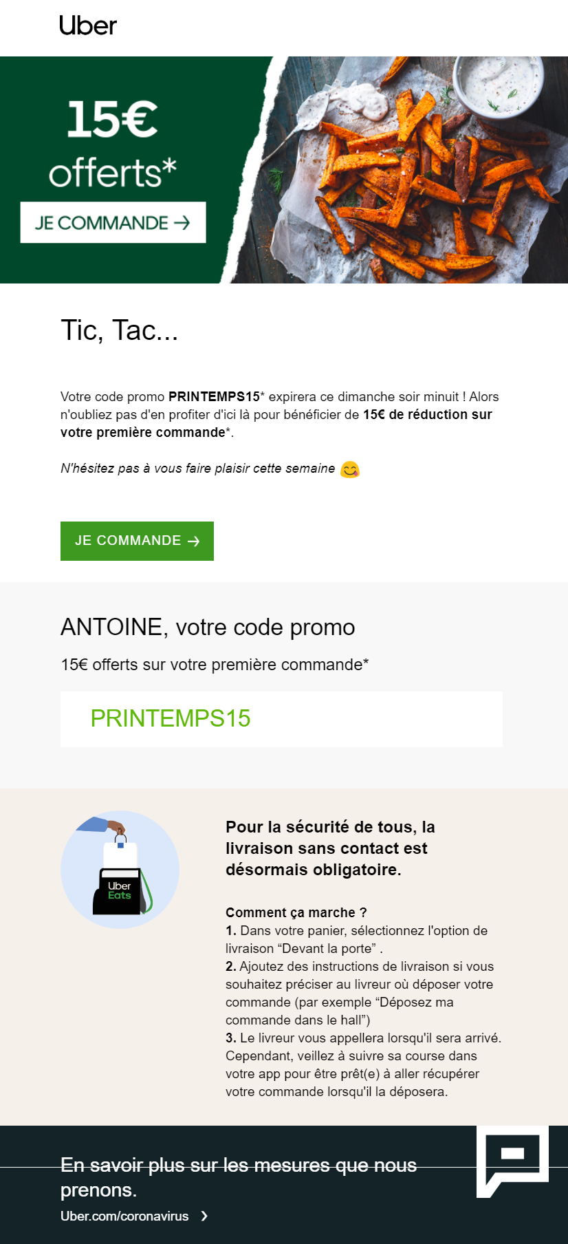 exemples emailis deconfinement uber