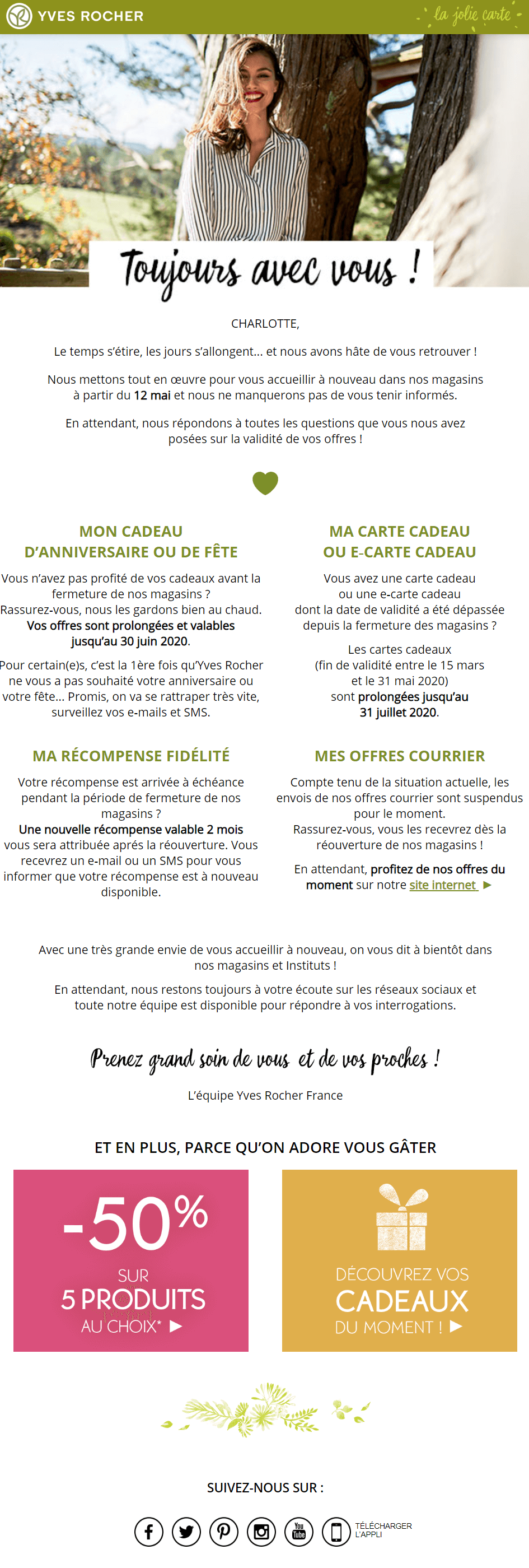 exemple emailing deconfinement yves rocher 2