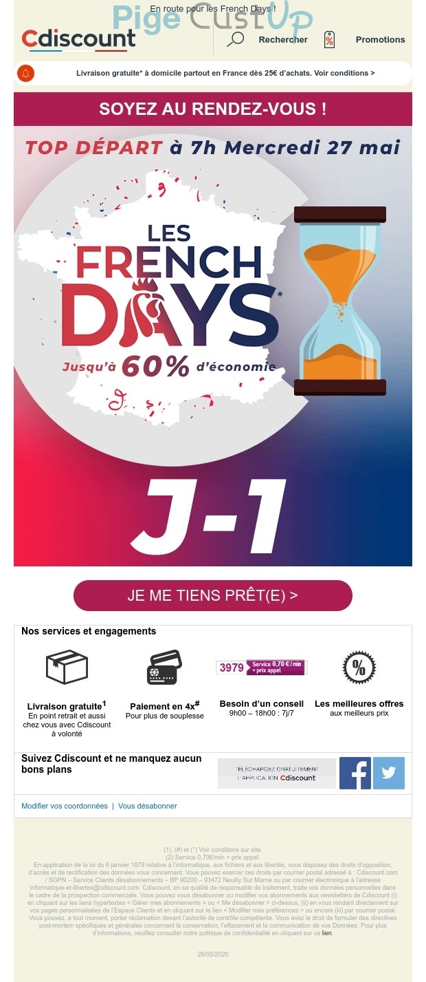 Exemple de Type de media  e-mailing - Cdiscount - Marketing relationnel - Evénement - Marketing fidélisation - Incitation au réachat - Marketing Acquisition - Ventes flash, soldes, demarque, promo, réduction