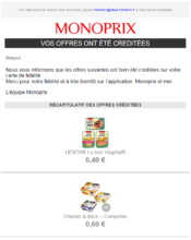 e-mailing - Marketing fidélisation - Animation / Vie du Programme de Fidélité - Monoprix - 05/2020