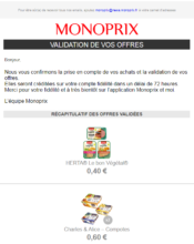 e-mailing - Service Clients - Suivi de demande - Monoprix - 05/2020