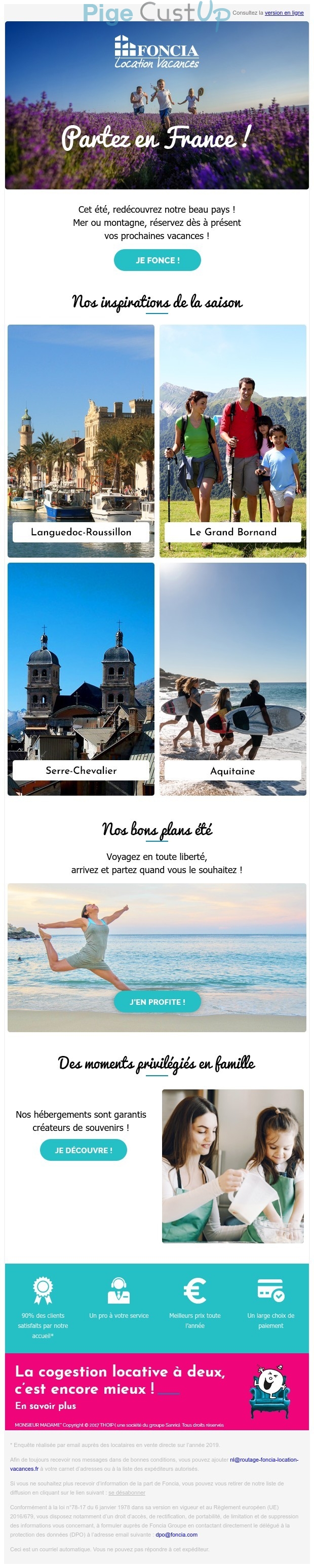 Exemple de Type de media  e-mailing - Foncia - Marketing marque - Communication Produits - Nouveaux produits - Communication Services - Nouveaux Services - Marketing fidélisation - Incitation au réachat
