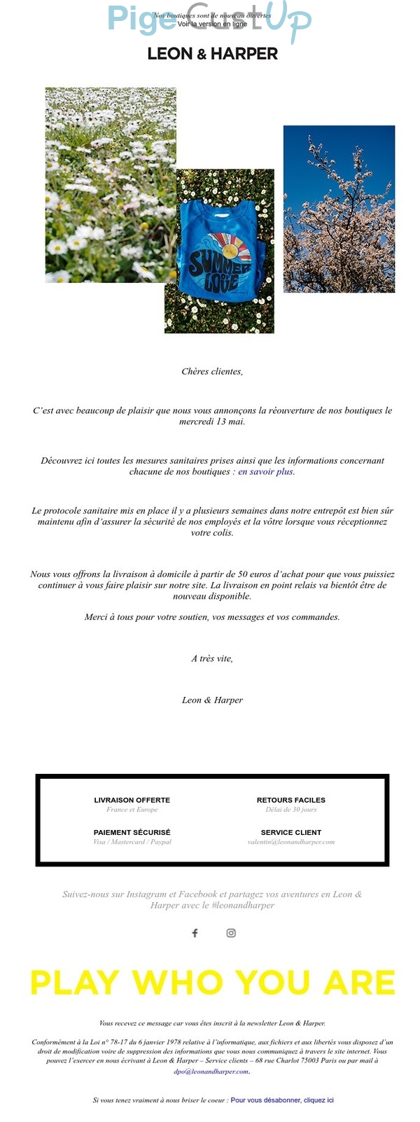 Exemple de Type de media  e-mailing - Léon & Harper - Marketing relationnel - Newsletter