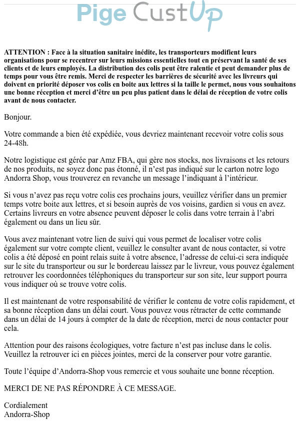 Exemple de Type de media  e-mailing - Cdiscount - Transactionnels - Suivi de commande Expédition / Livraison
