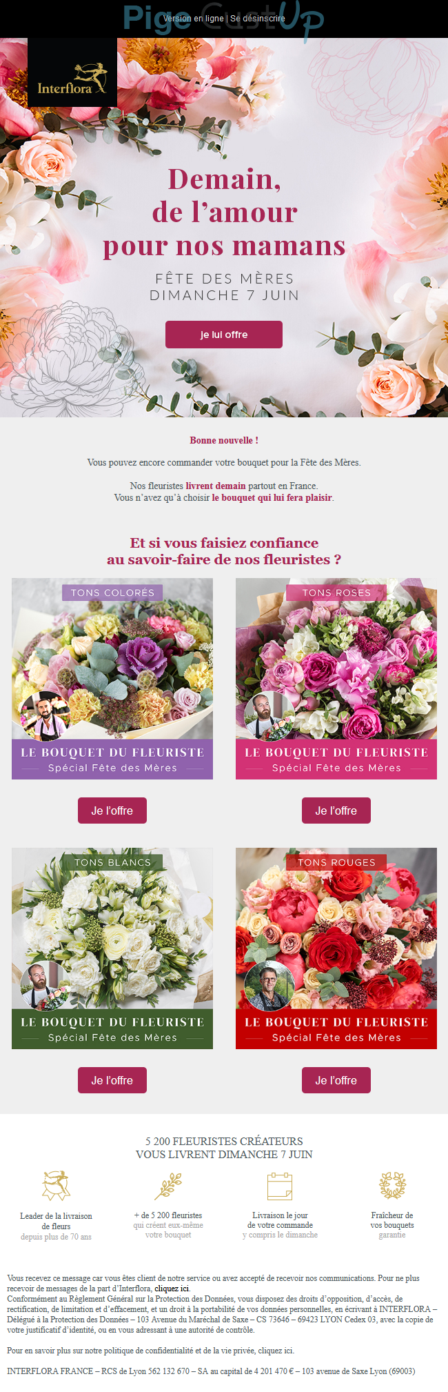 Exemple de Type de media  e-mailing - Interflora - Marketing relationnel - Calendaire (Noël, St valentin, Vœux, …) - Marketing marque - Communication Produits - Nouveaux produits - Communication Services - Nouveaux Services - Marketing fidélisation - Incitation au réachat