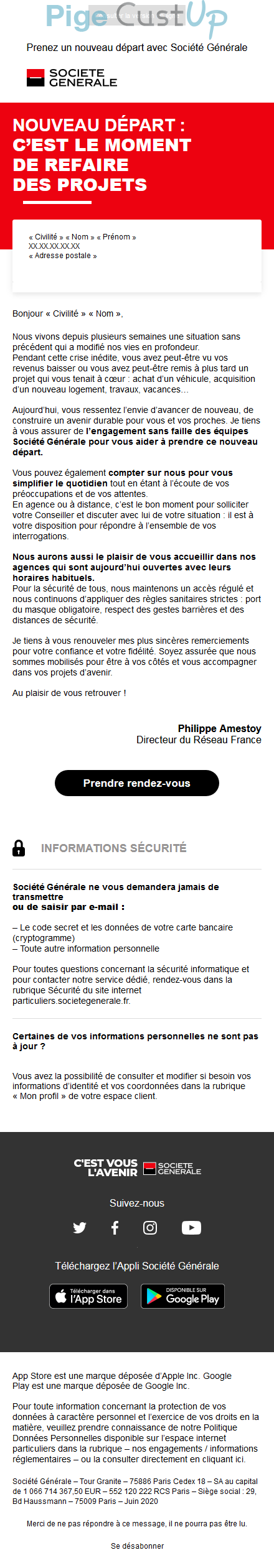 Exemple de Type de media  e-mailing - Société Générale - Marketing relationnel - Newsletter