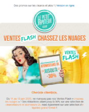 e-mailing - Marketing marque - Communication Produits - Nouveaux produits - Marketing fidélisation - Incitation au réachat - Marketing Acquisition - Ventes flash, soldes, demarque, promo, réduction - Le Petit Vapoteur - 06/2020
