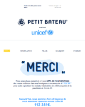 e-mailing - Marketing relationnel - Remerciements - Petit Bateau - 06/2020