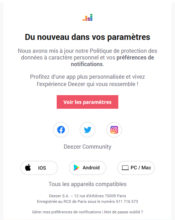 e-mailing - Marketing relationnel - Données clients / RGPD - Deezer - 06/2020