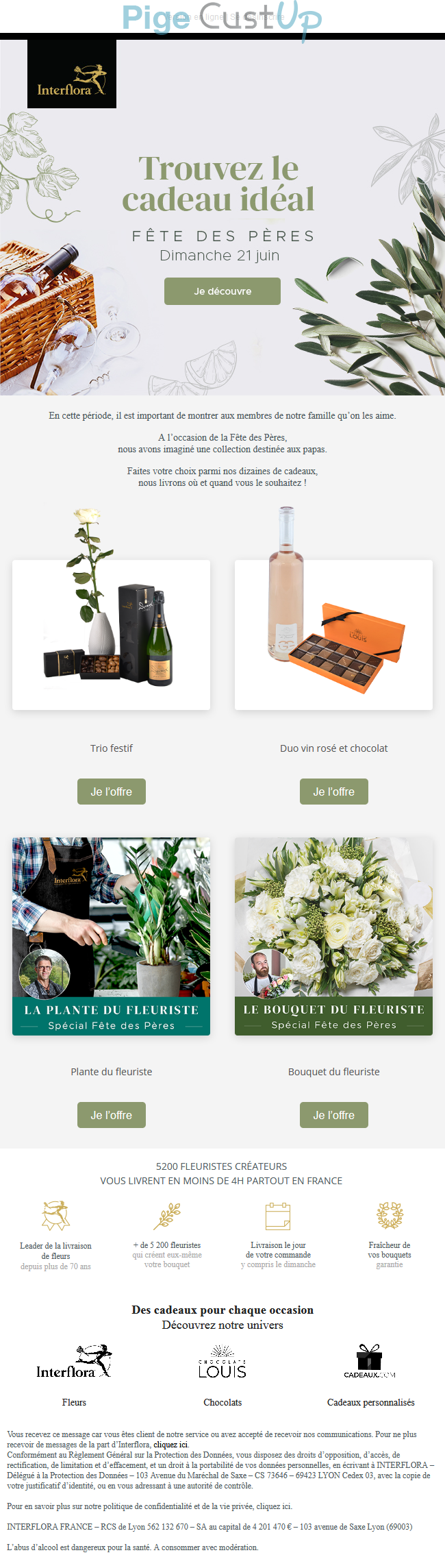 Exemple de Type de media  e-mailing - Interflora - Marketing relationnel - Calendaire (Noël, St valentin, Vœux, …) - Marketing marque - Communication Produits - Nouveaux produits - Marketing fidélisation - Incitation au réachat