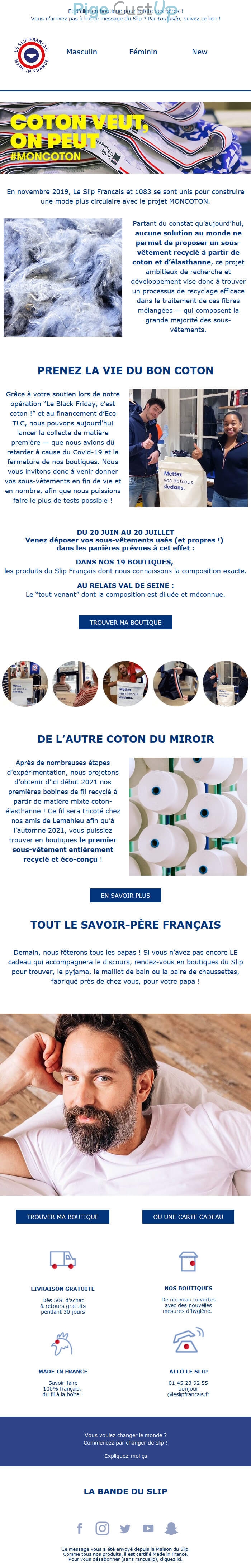 Exemple de Type de media  e-mailing - Le slip français - Marketing relationnel - Newsletter