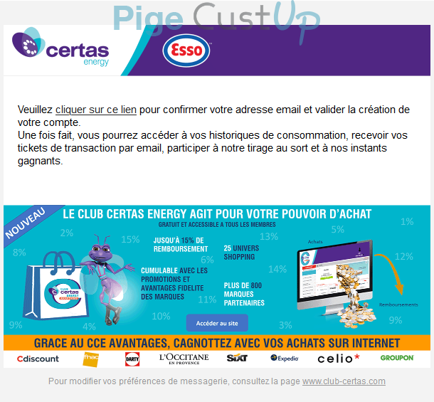 Exemple de Type de media  e-mailing - Esso - Transactionnels - Finalisation ouverture de compte/inscription