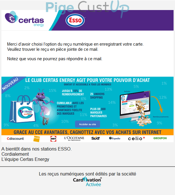 Exemple de Type de media  e-mailing - Esso - Transactionnels - Mise à disposition facture