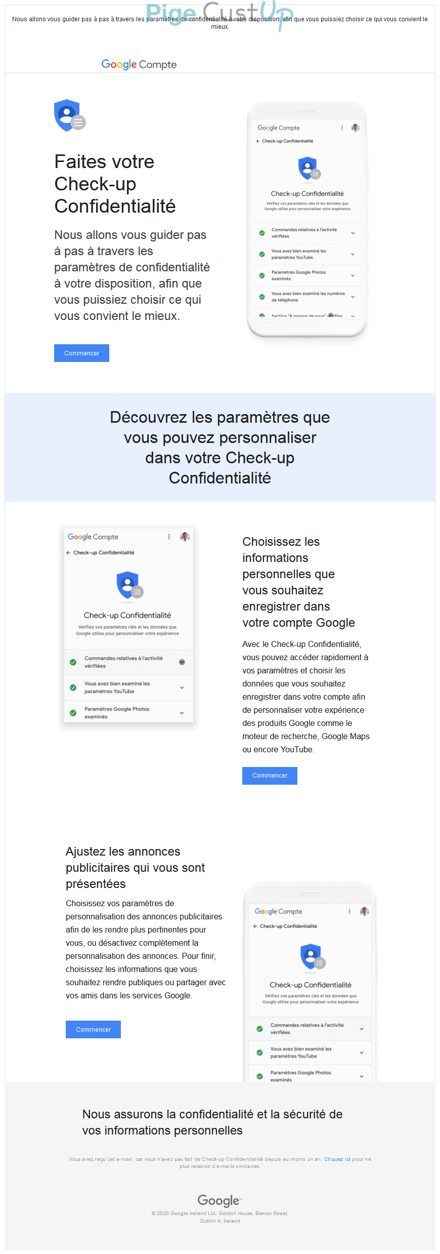 Exemple de Type de media  e-mailing - Google - Marketing fidélisation - Accompagnement usage produit ou service