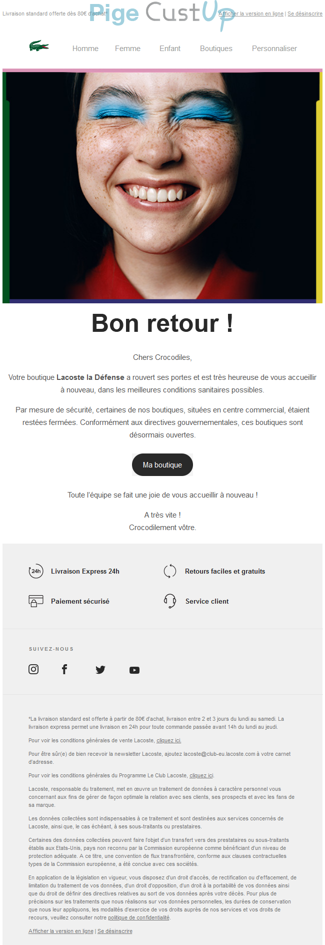Exemple de Type de media  e-mailing - Lacoste - Marketing relationnel - Newsletter