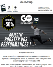 e-mailing - Marketing marque - Communication Produits - Nouveaux produits - Marketing fidélisation - Incitation au réachat - Points et statut - Marketing Acquisition - Ventes flash, soldes, demarque, promo, réduction - Go Sport - 06/2020