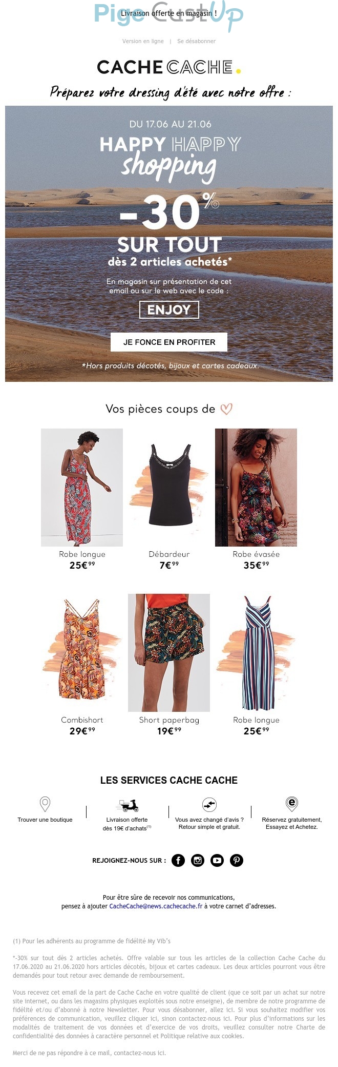 Exemple de Type de media  e-mailing - Cache-Cache - Marketing marque - Communication Produits - Nouveaux produits - Communication Services - Nouveaux Services - Marketing fidélisation - Incitation au réachat - Marketing Acquisition - Ventes flash, soldes, demarque, promo, réduction