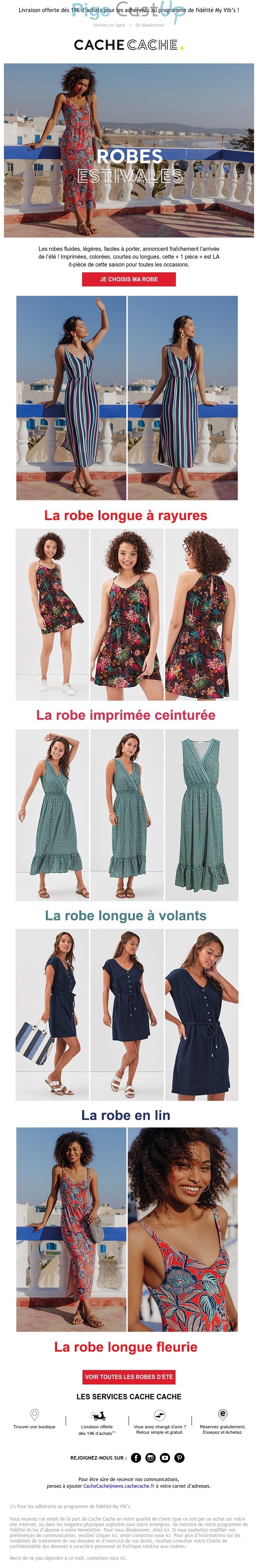 Exemple de Type de media  e-mailing - Cache-Cache - Marketing marque - Communication Produits - Nouveaux produits - Marketing fidélisation - Incitation au réachat