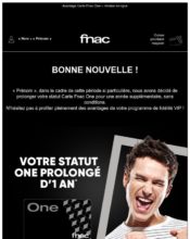 e-mailing - Marketing fidélisation - Animation / Vie du Programme de Fidélité - Fnac - 06/2020