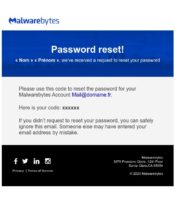 e-mailing - Transactionnels - Changement de mot de passe / d'identifiant - Malwarebytes - 06/2020
