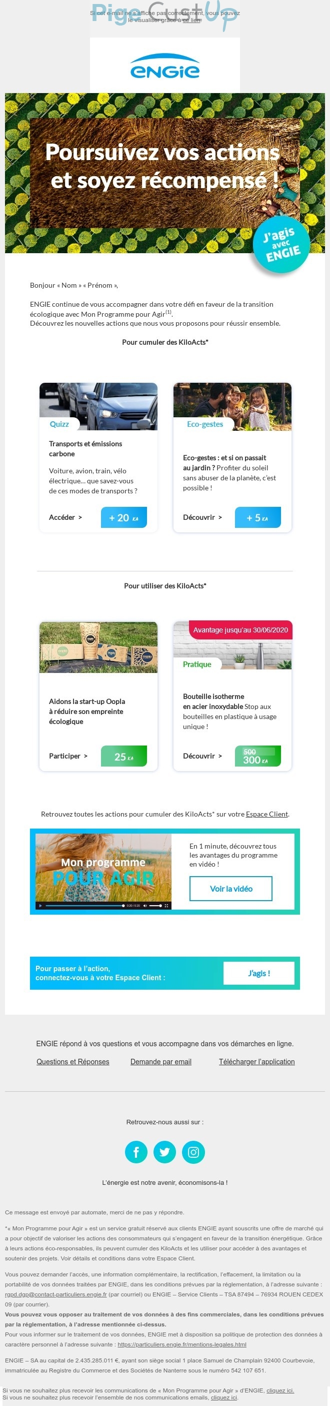 Exemple de Type de media  e-mailing - Engie - Marketing relationnel - Newsletter