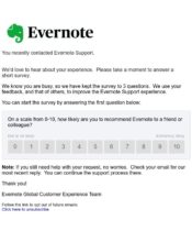 e-mailing - Enquêtes Clients - NPS / Avis clients - Evernote - 06/2020