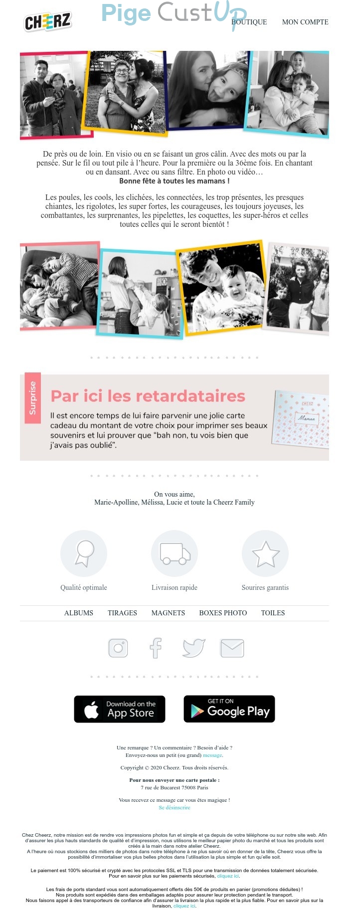 Exemple de Type de media  e-mailing - Cheerz - Marketing relationnel - Newsletter