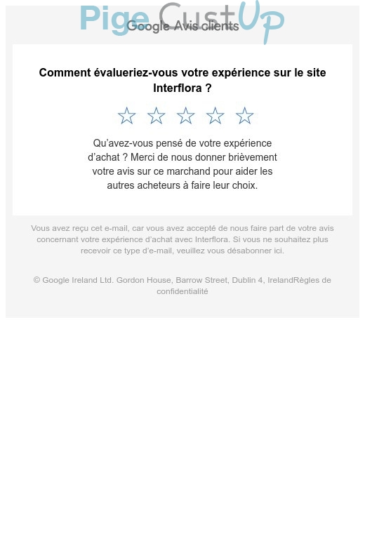 Exemple de Type de media  e-mailing - Interflora - Enquêtes Clients - NPS / Avis clients