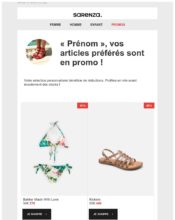 e-mailing - Marketing fidélisation - Animation / Vie du Programme de Fidélité - Incitation au réachat - Marketing marque - Communication Produits - Nouveaux produits - Marketing Acquisition - Ventes flash, soldes, demarque, promo, réduction - Sarenza - 06/2020
