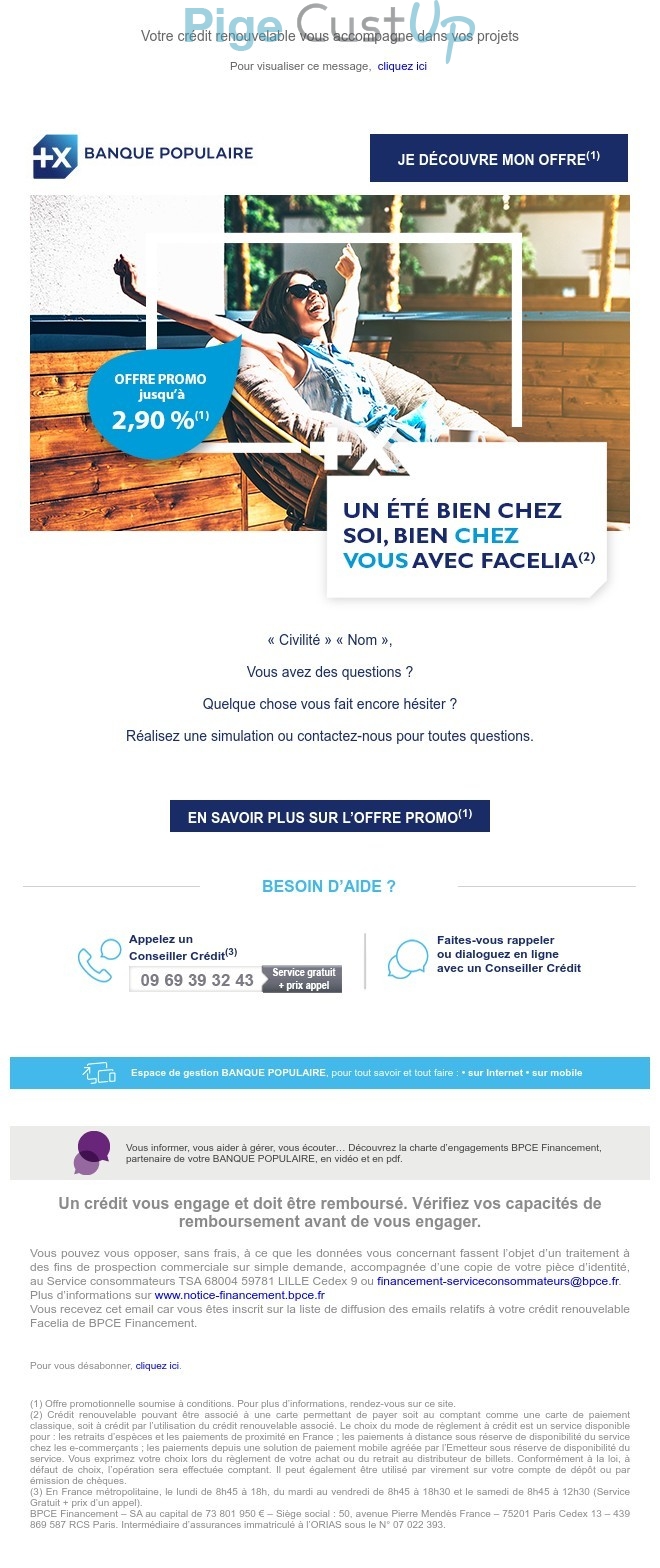 Exemple de Type de media  e-mailing - Banque Populaire - Marketing marque - Communication Services - Nouveaux Services