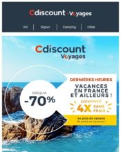 e-mailing - Marketing marque - Communication Produits - Nouveaux produits - Marketing Acquisition - Derniers jours - Ventes flash, soldes, demarque, promo, réduction - Marketing fidélisation - Incitation au réachat - Cdiscount - 06/2020