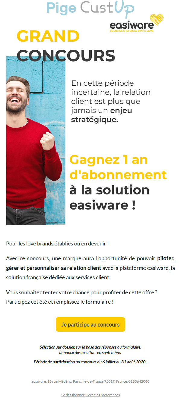 Exemple de Type de media  e-mailing - Easiware - Marketing Acquisition - Jeu promo