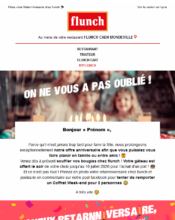e-mailing - Marketing relationnel - Anniversaire / Fête contact - Marketing Acquisition - Gratuit - Cadeau - Jeu promo - Flunch - 07/2023