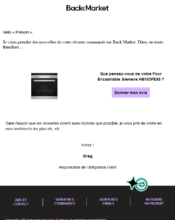 e-mailing - Enquêtes Clients - NPS / Avis clients - Back Market - 07/2020