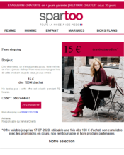 e-mailing - Marketing fidélisation - Incitation au réachat - Marketing Acquisition - Ventes flash, soldes, demarque, promo, réduction - Spartoo - 07/2020
