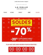 e-mailing - Marketing Acquisition - Derniers jours - Ventes flash, soldes, demarque, promo, réduction - Marketing fidélisation - Incitation au réachat - La Halle - 07/2020