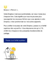 e-mailing - Marketing relationnel - Alerting - Marketing fidélisation - Incitation au réachat - Dropbox - 07/2020
